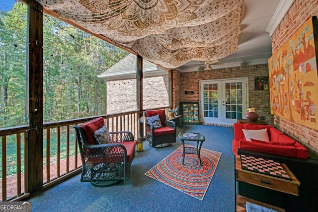 sunroom / solarium with french doors and plenty of natural light