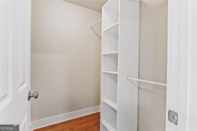 walk in closet featuring hardwood / wood-style flooring