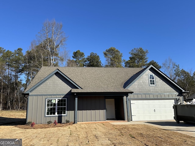 single story home with a garage