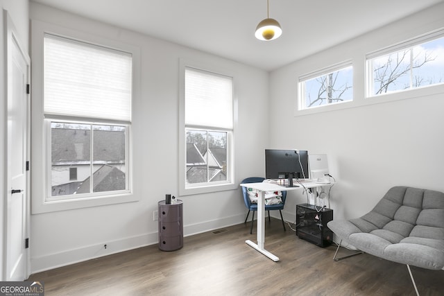 office area featuring dark hardwood / wood-style floors