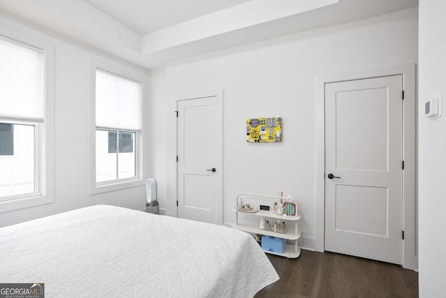 bedroom featuring dark wood-type flooring