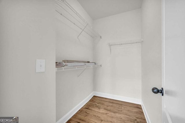 walk in closet featuring hardwood / wood-style floors