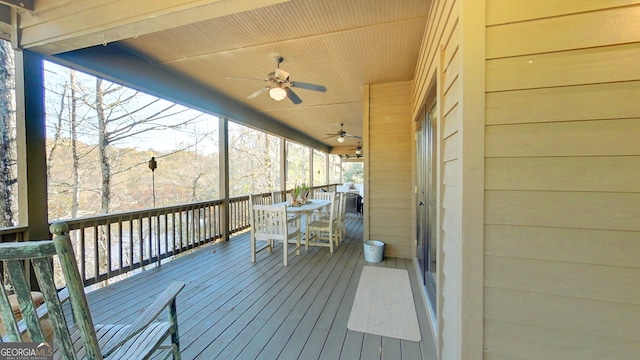 deck featuring ceiling fan