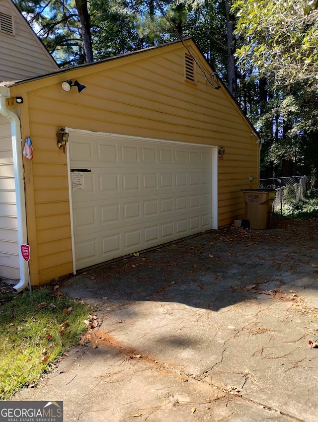 view of garage