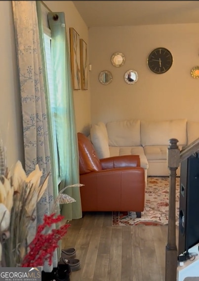 living room with wood-type flooring