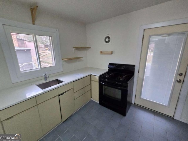 kitchen with black range with gas stovetop and sink