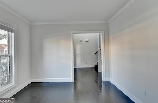 unfurnished room featuring a wealth of natural light and ornamental molding