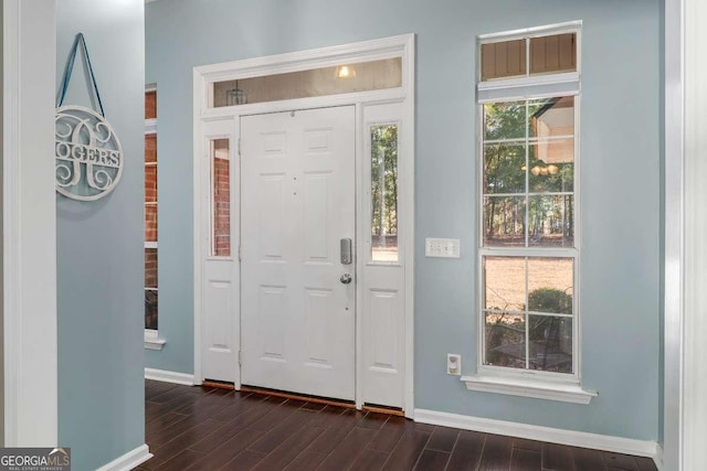 foyer featuring dark hardwood / wood-style floors