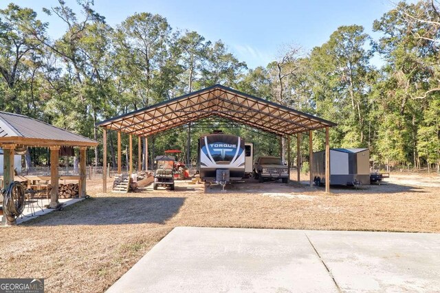 view of home's community with a storage shed