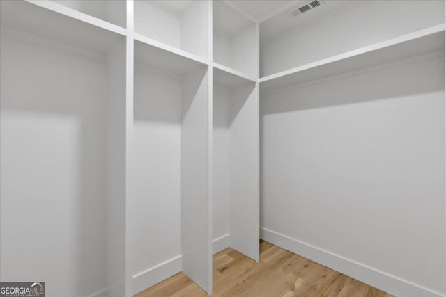 spacious closet with hardwood / wood-style flooring