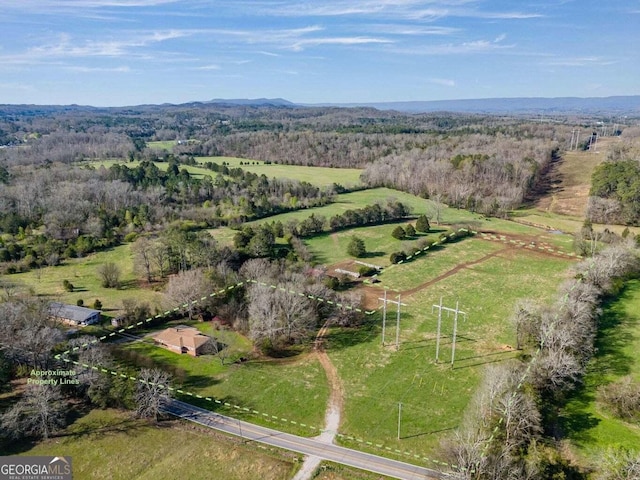 bird's eye view with a rural view