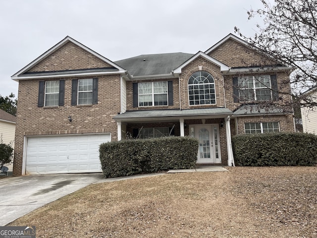 front facade with a garage