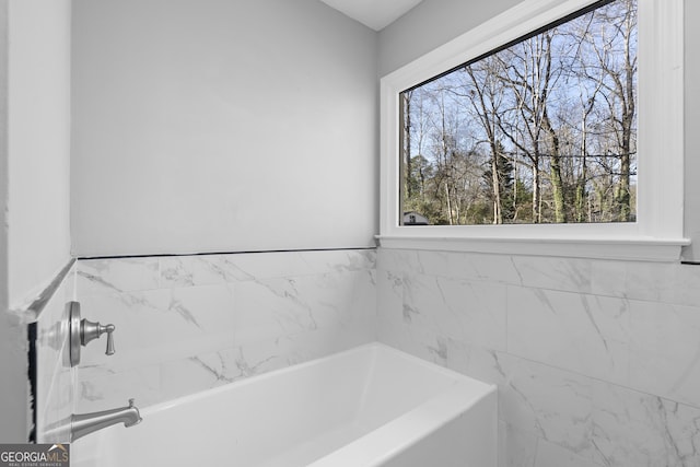 bathroom featuring a washtub