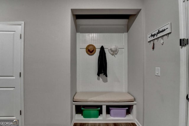 mudroom featuring wood-type flooring