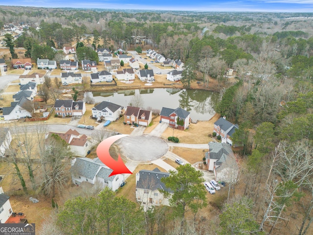 bird's eye view featuring a water view