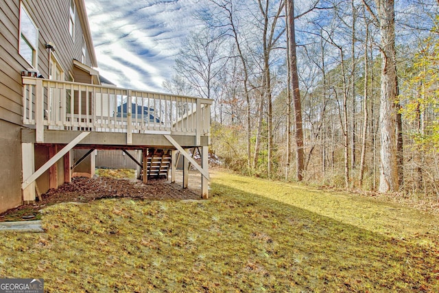 view of yard with a deck