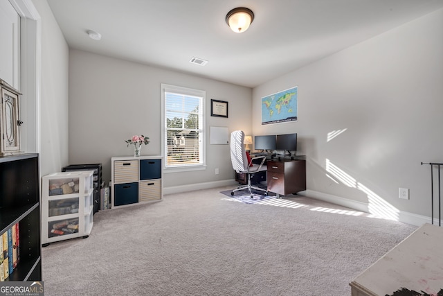 view of carpeted office space