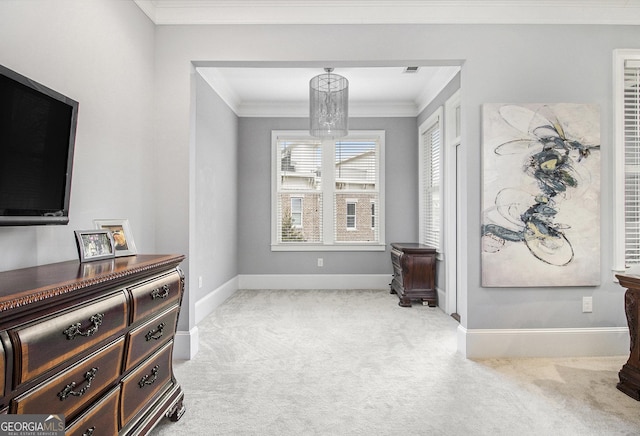 interior space featuring ornamental molding