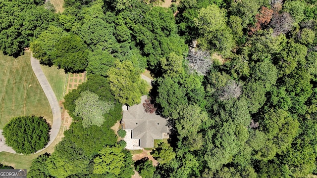 aerial view with a forest view