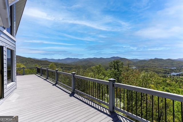 deck featuring a mountain view