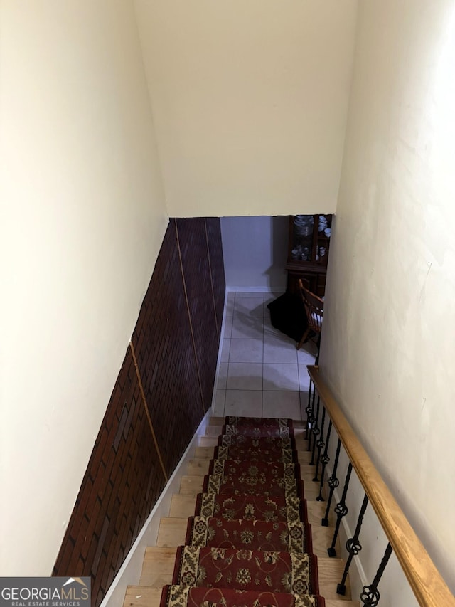 504 Plantation Creek Dr, Loganville, GA 30052 - stairway with tile patterned floors