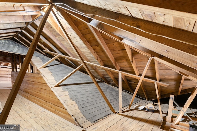 view of unfinished attic