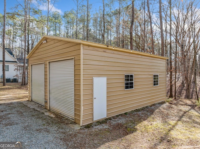 view of detached garage