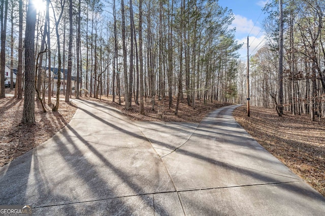 view of street featuring concrete driveway