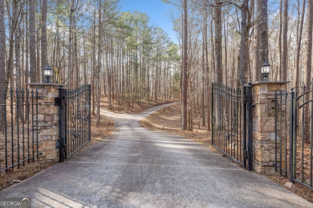 view of gate with fence