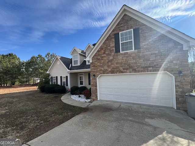 view of front of house with a garage