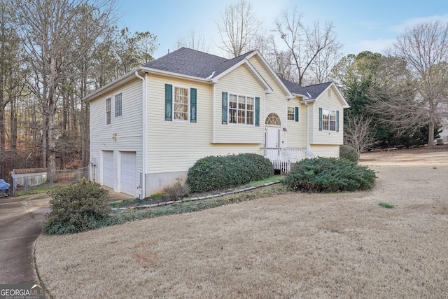 raised ranch with a garage