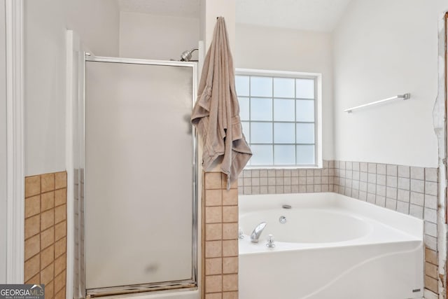 bathroom with plus walk in shower