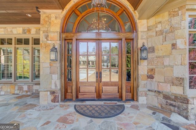 view of exterior entry with french doors