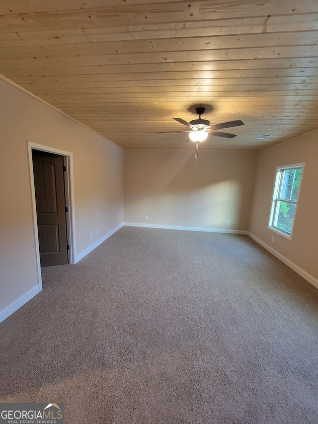 15 Dixon Rd, Newnan, GA 30263 - empty room with ceiling fan, wooden ceiling, baseboards, and carpet