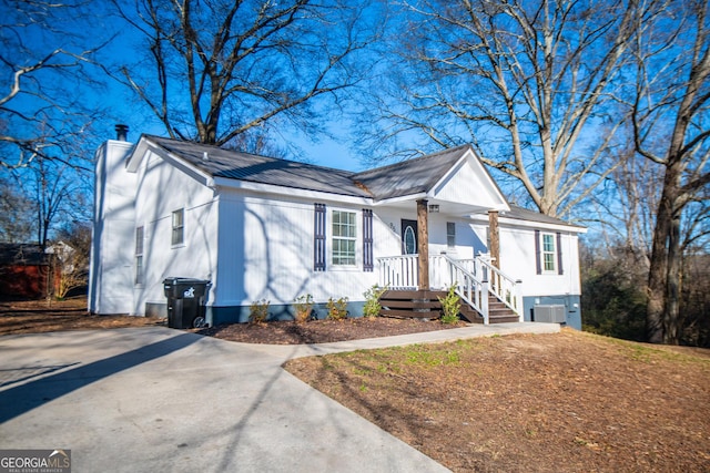 view of front of property featuring central AC