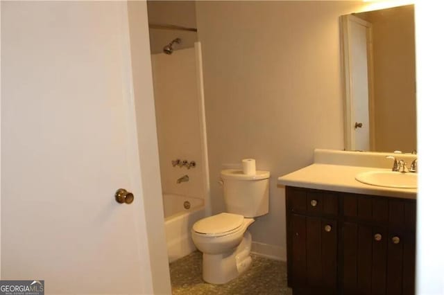 full bathroom with vanity, shower / bath combination, and toilet