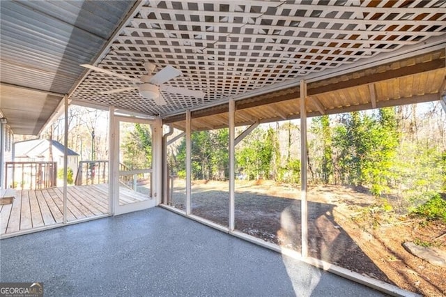 view of unfurnished sunroom