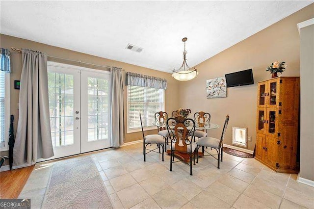 dining room featuring french doors