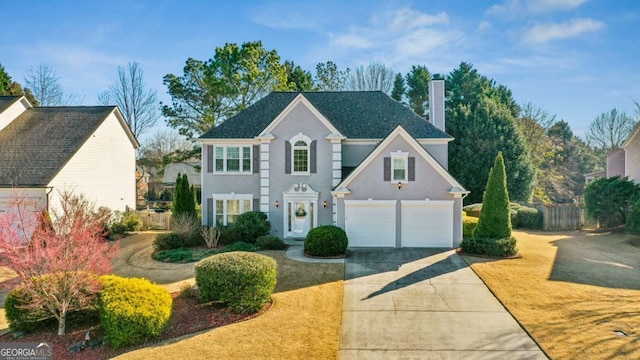 view of front of property with a garage