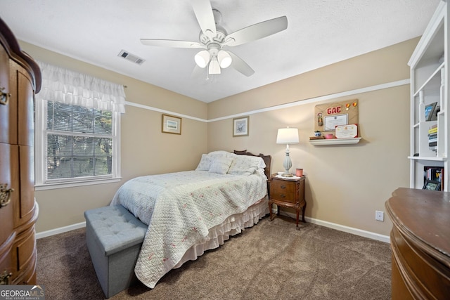 bedroom with carpet and ceiling fan