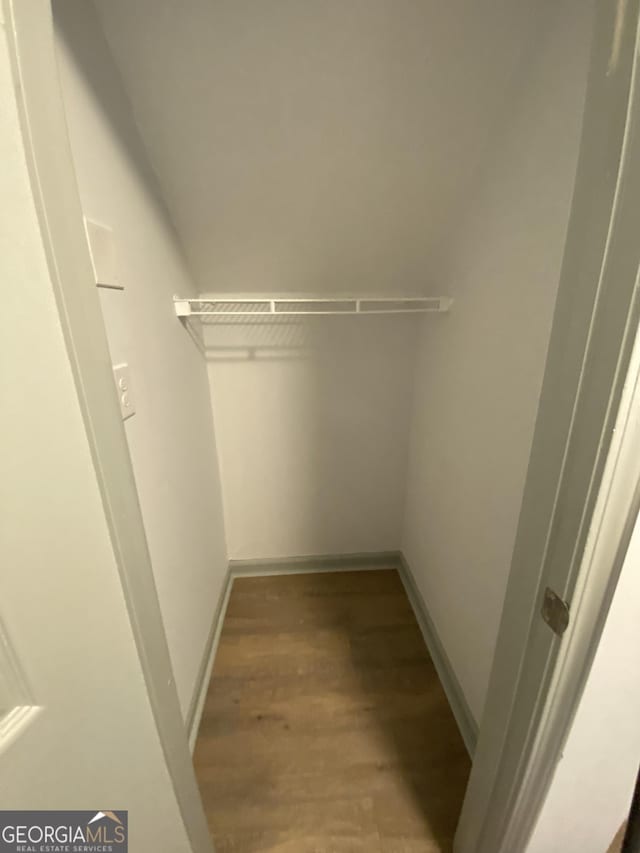 walk in closet featuring dark hardwood / wood-style flooring