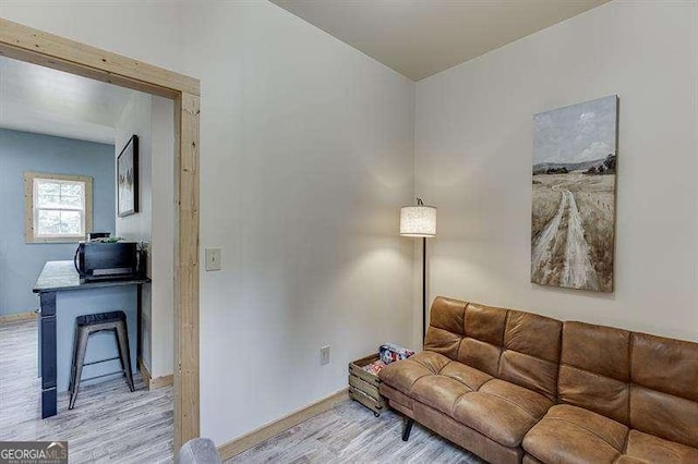 living room with light wood-type flooring