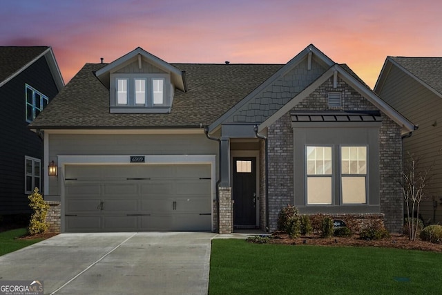 view of front of home with a yard