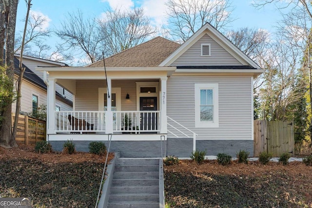 bungalow featuring a porch