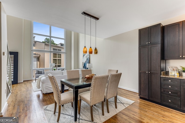 dining room with light hardwood / wood-style floors