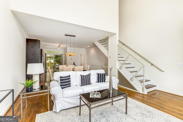 living room with hardwood / wood-style floors