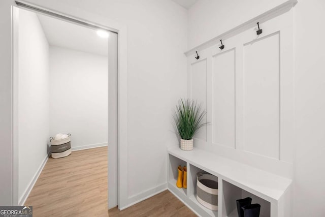 mudroom featuring light hardwood / wood-style flooring