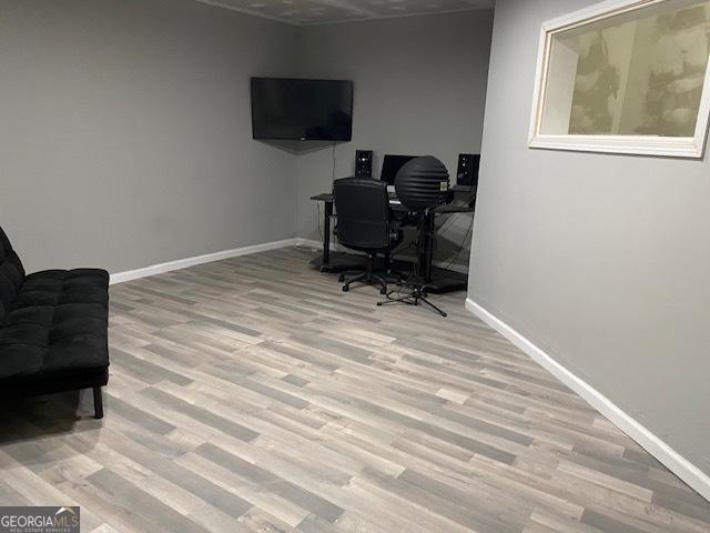 home office featuring light wood-type flooring