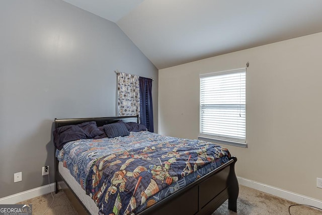 bedroom with vaulted ceiling