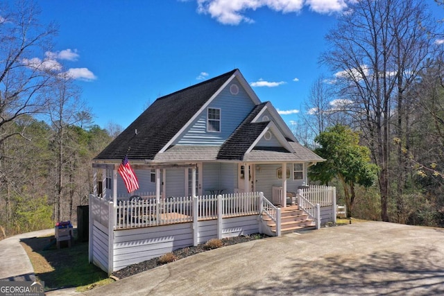 view of front of property with a porch